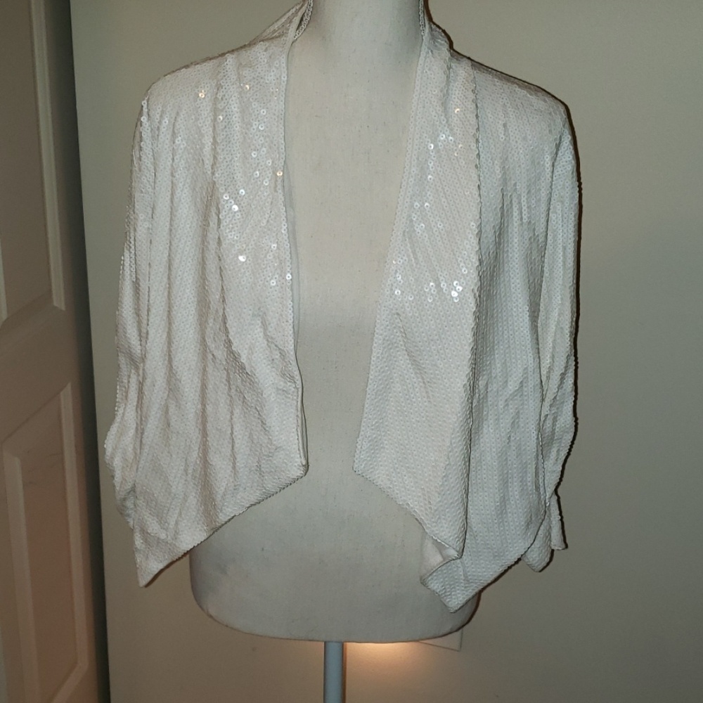 Harrison Morgan sequined white bolero